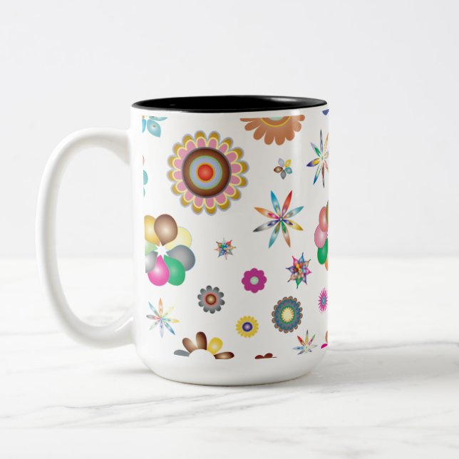 Blumenmuster Zweifarbige Tasse (Links)