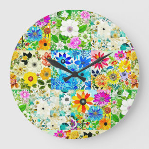 BlumenmusterKunstvoll wandern im Blume Große Wanduhr