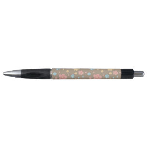 Blumenmusterstift (Braune Basis) Kugelschreiber