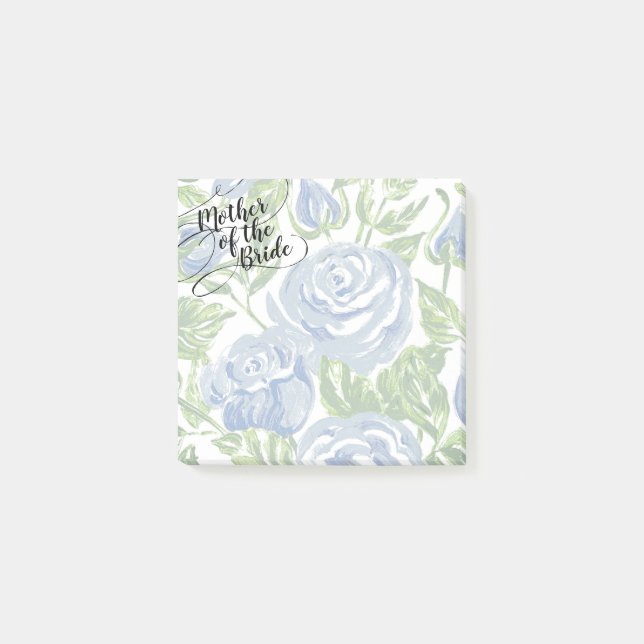 Blumenmutter der Bride Modern Script Blue Rose Post-it Klebezettel (Vorderseite)