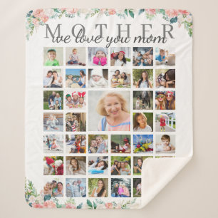BlumenmUTTER Wir Liebe Sie FotoCollage White Sherpadecke