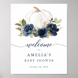 Blumennacht Blue Pumpkin Baby Dusche Begrüßungszei Poster