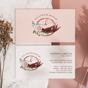 Blumennagel-Maniküre Handsalon Monogram Logo Visitenkarte