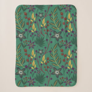 Blumennahmloses Muster Blumen grüner Hintergrund Sherpadecke