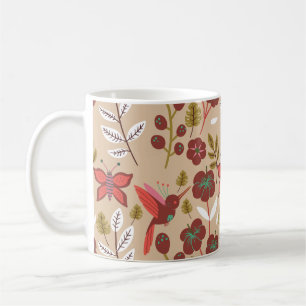 Blumennahmloses Muster Blumen, Vögel, Schmetterlin Kaffeetasse