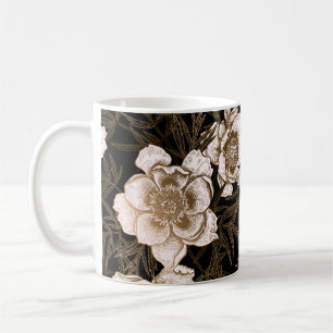 Blumennahmloses Muster. Gartenblumen Pfingstrosen Kaffeetasse