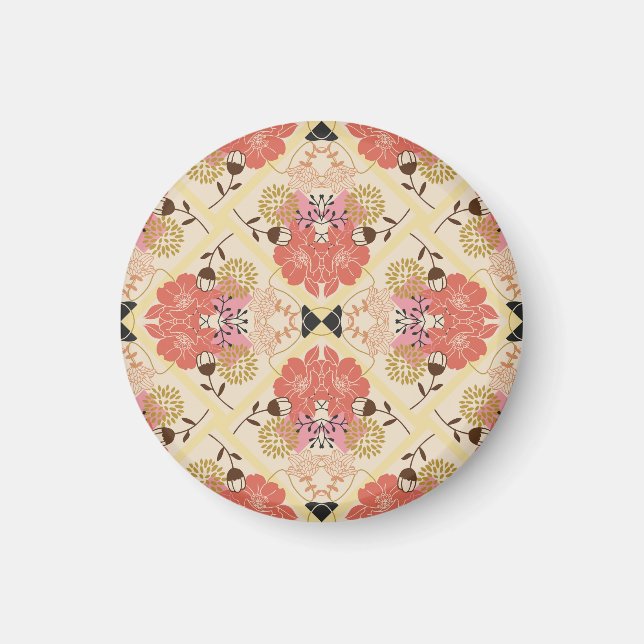Blumennahtlos Vintages Musterdesign. Magnet (Vorne)