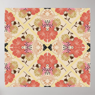 Blumennahtlos Vintages Musterdesign. Poster