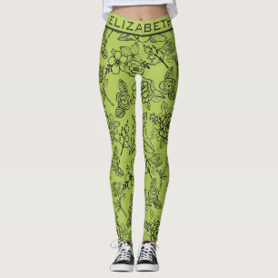 Blumennahtloses Muster, grün bbb personalisierter Leggings