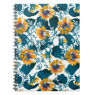 Blumennahtloses Muster, Hintergrund im Jugendstil Notizblock
