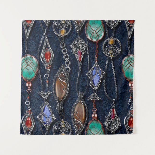 Blumennahtloses Muster, Hintergrund im Jugendstil Wandteppich (Vorderseite)