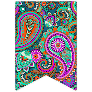 Blumennahtloses Muster II paisleys + Ihre Ideen Wimpelkette