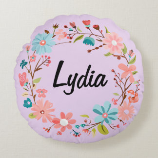 Blumenname Rundkissen - Personalisiertes Geschenk Rundes Kissen