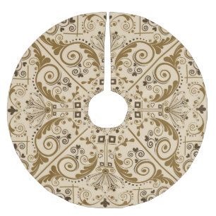 Blumennostalgie: Klassischer Vintager Hintergrund. Polyester Weihnachtsbaumdecke