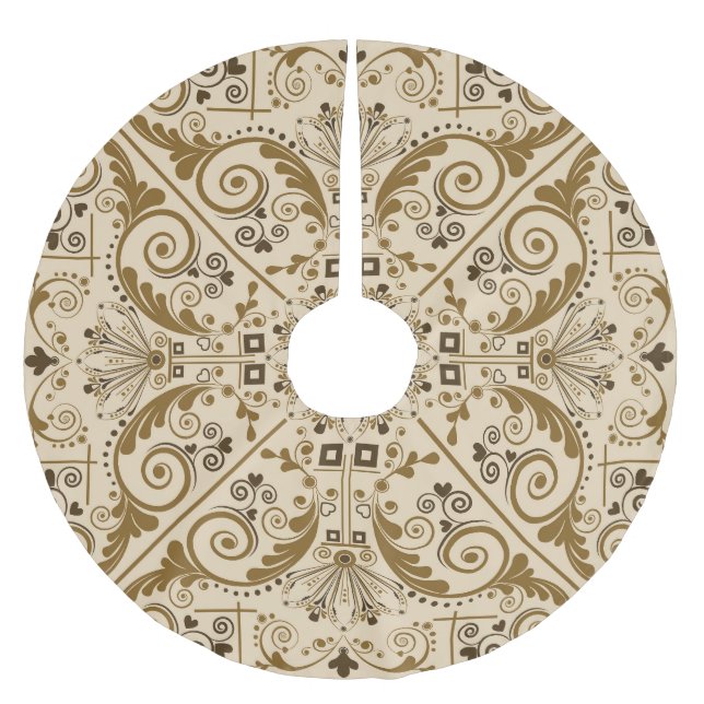 Blumennostalgie: Klassischer Vintager Hintergrund. Polyester Weihnachtsbaumdecke (Vorderseite)