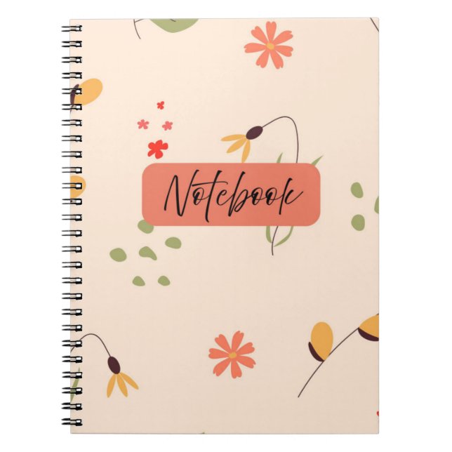 BlumenNotebook - Schwarze Farbgestaltung Notizblock (Vorderseite)