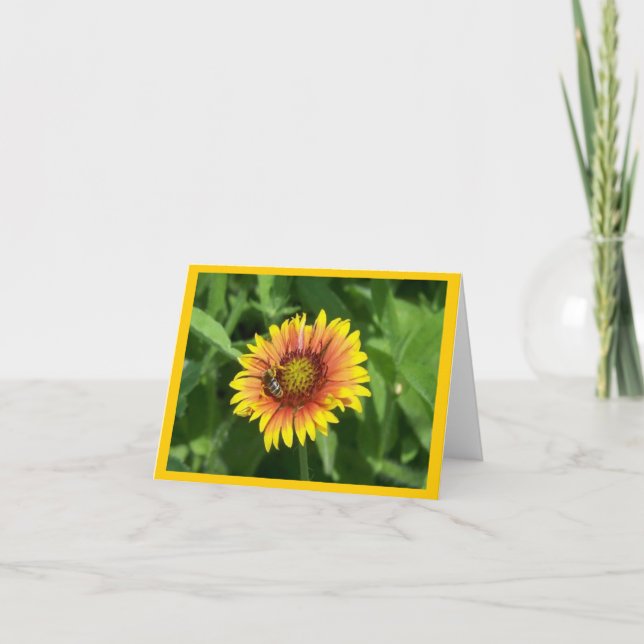 BlumenNotecard mit Biene auf Guillardia Karte (Vorderseite)