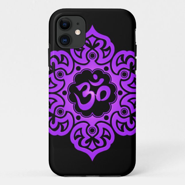 BlumenOm-Entwurf - lila und schwarz Case-Mate iPhone Hülle (Rückseite)