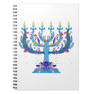 Blumenorah hanukkah notizblock