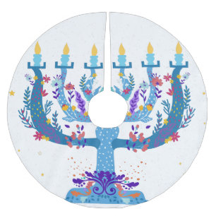 Blumenorah hanukkah polyester weihnachtsbaumdecke