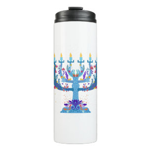 Blumenorah hanukkah thermosbecher