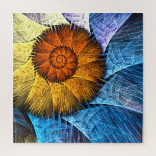 Blumenorange Gelb Blau Abstrakte Kunst