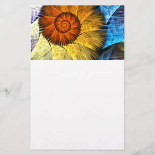 Blumenorange Gelb Blau Abstrakte Kunst Briefpapier