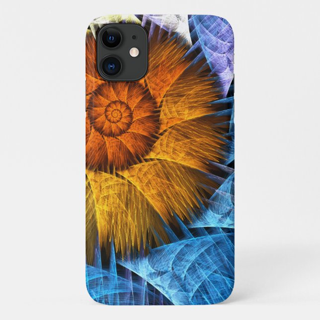 Blumenorange Gelb Blau Abstrakte Kunst Case-Mate iPhone Hülle (Rückseite)