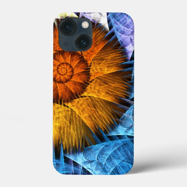Blumenorange Gelb Blau Abstrakte Kunst Case-Mate iPhone Hülle (Rückseite)
