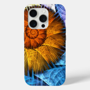 Blumenorange Gelb Blau Abstrakte Kunst Case-Mate iPhone Hülle