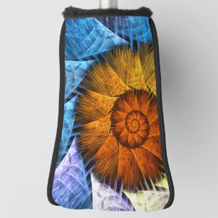 Blumenorange Gelb Blau Abstrakte Kunst Golf Headcover