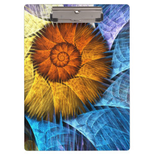 Blumenorange Gelb Blau Abstrakte Kunst Klemmbrett
