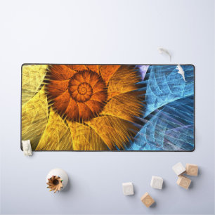 Blumenorange Gelb Blau Abstrakte Kunst Schreibtischunterlage
