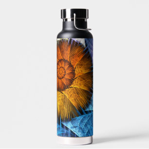 Blumenorange Gelb Blau Abstrakte Kunst Trinkflasche