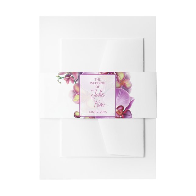 Blumenorchideen Hochzeitsfeier Einladungsbanderole (Vorderseite Beispiel)