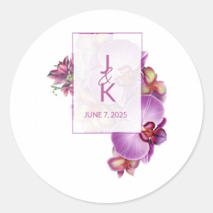 Blumenorchideen Hochzeitsticker Runder Aufkleber