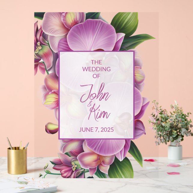 Blumenorchippe Acrylschild (Hochzeit)