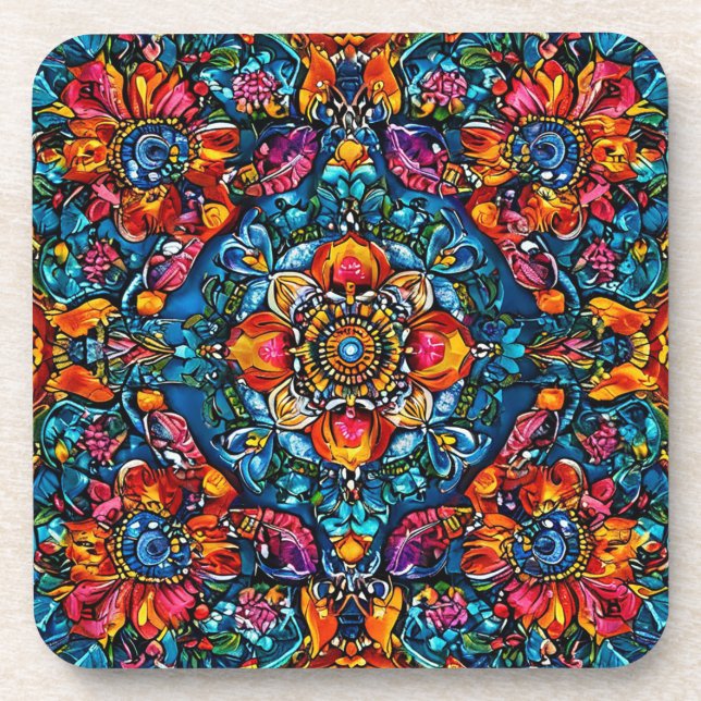 Blumenornament Getränkeuntersetzer (Vorderseite)