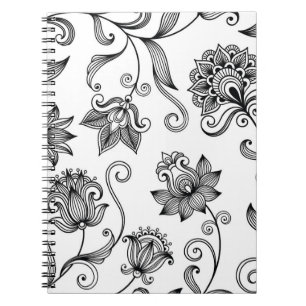 Blumenornamente: Dekorativer nahtloser Hintergrund Notizblock