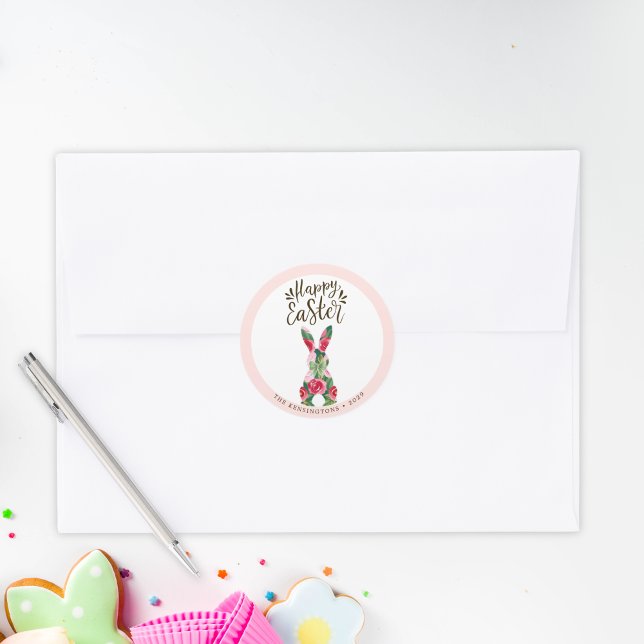 Blumenosterfest Personalisierte Stickers (Floral Easter Bunny Personalized Stickers)