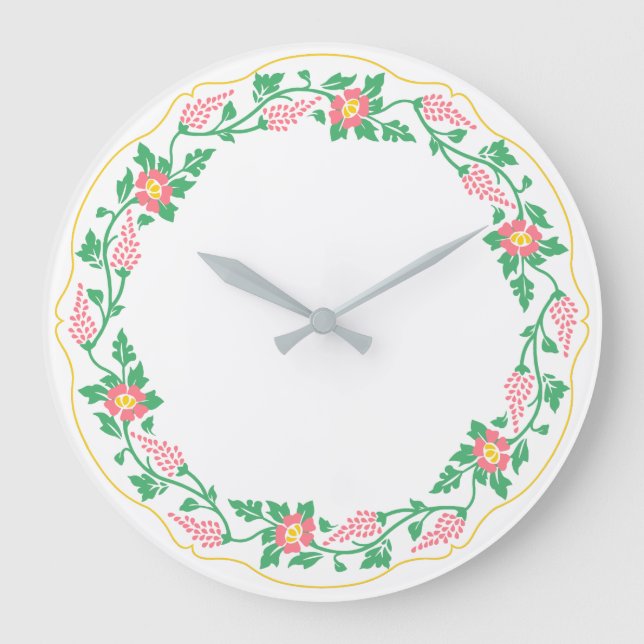 Blumenoval Große Wanduhr (Vorderseite)