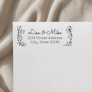 Blumenpaare-Namen Hochzeit-Rücksendeadresse Gummistempel