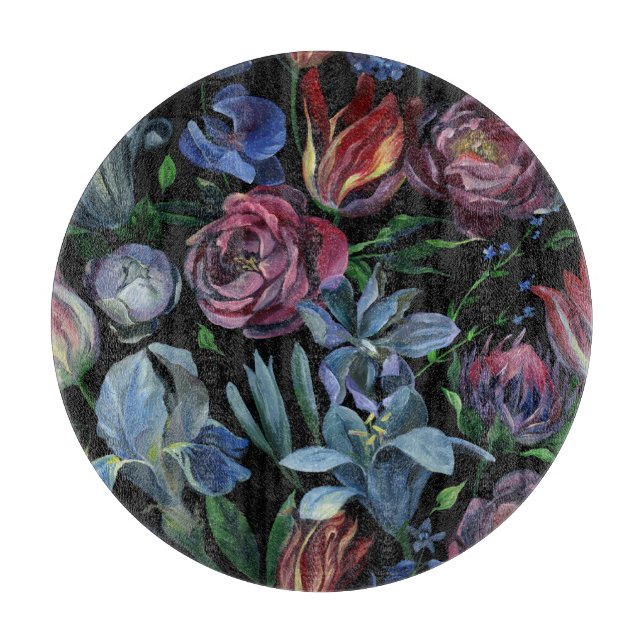 Blumenpadel: Nahtloses Muster Schneidebrett (Vorderseite)