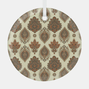 Blumenpaisley, asiatisches Vintages Textilmuster. Ornament Aus Glas