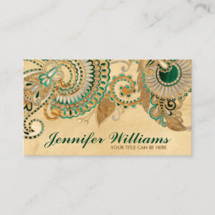 Blumenpaisley Ornament Malachite and Gold Visitenkarte