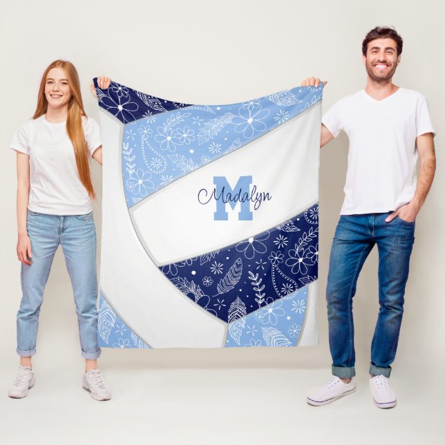 Blumenpaisleys, hellblauer Volleyball Fleecedecke (Beispiel)