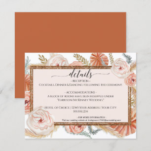 Blumenpampas Foliage Burnt Orange Hochzeitdetails Einladung