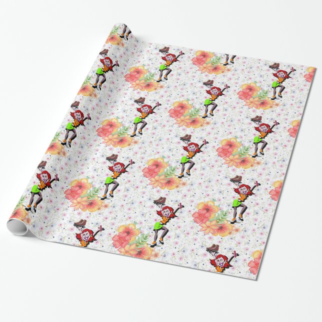Blumenpapier, Blumenpapier, Skaten Geschenkpapier (Ungerollt)