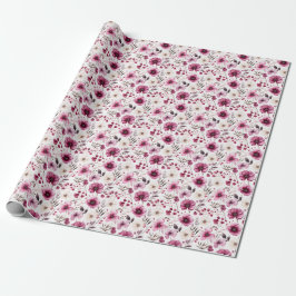 Blumenpapier für lila und Elfenbeinflora Geschenkpapier