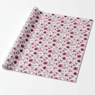 Blumenpapier für lila und Elfenbeinflora Geschenkpapier